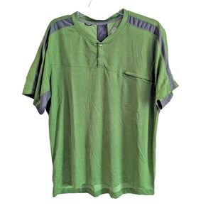 Club Ride Short Sleeve Snap Polo Henley Cycling Shirt Green Men's XL MTB